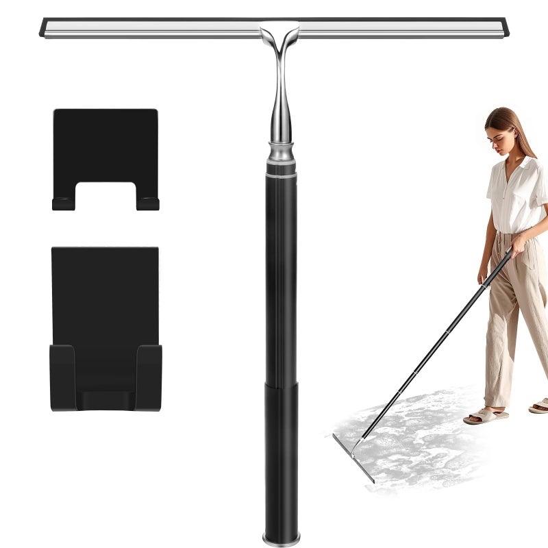 Shower Squeegee with Long HandleWindow Squeegee with Extension Pole Squeegee for Shower Glass Floor Squeegee Telescoping Shower Squeegee for Glass Door Tile Wall CarFloor